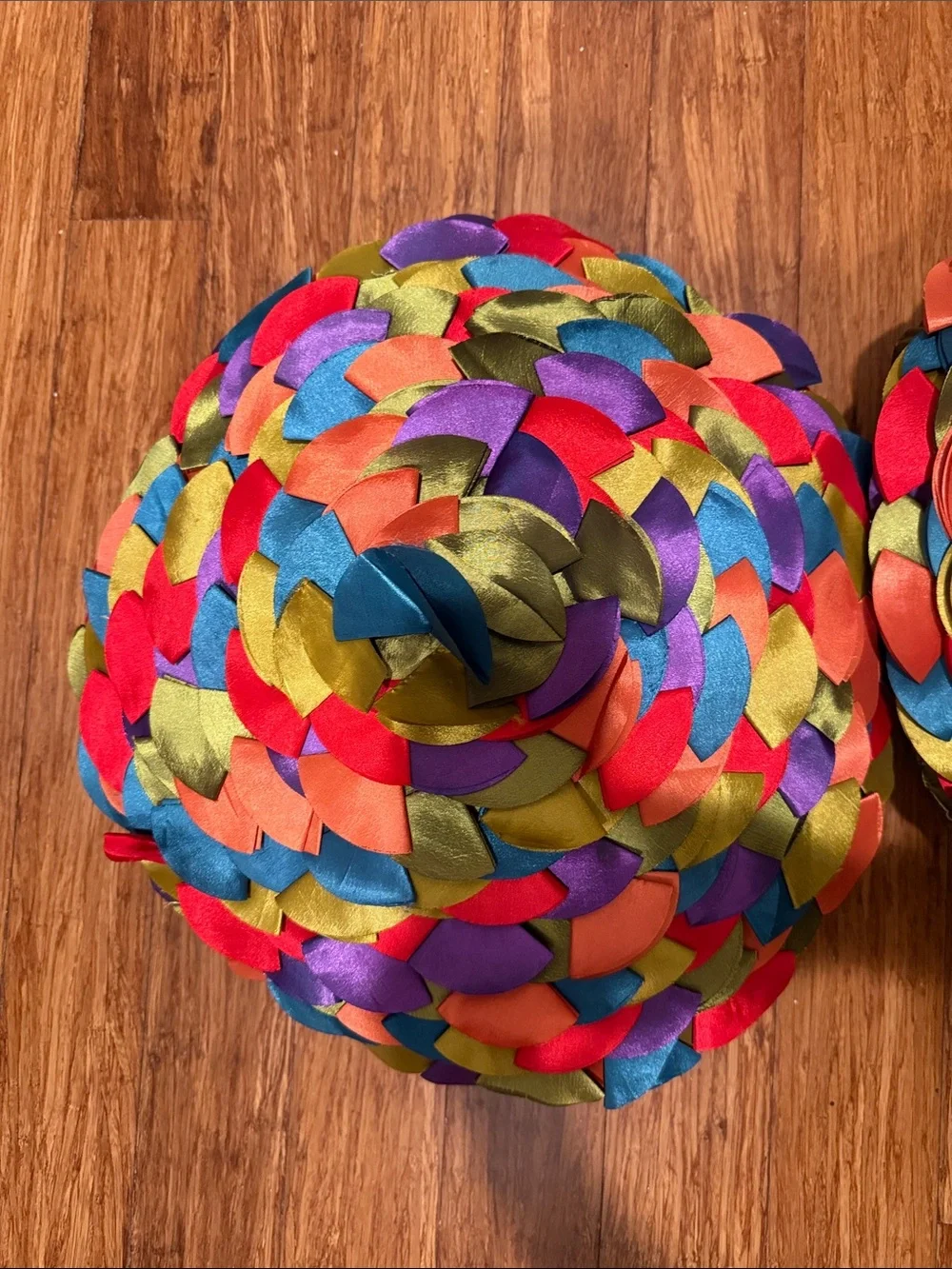 Colorful Round Petals Decorative Pillow Pair - 18” - Multicolor